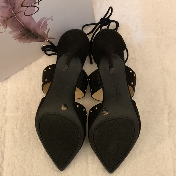 NWT “Jessica Simpson” black suede ankle tie heels - Picture 4 of 6